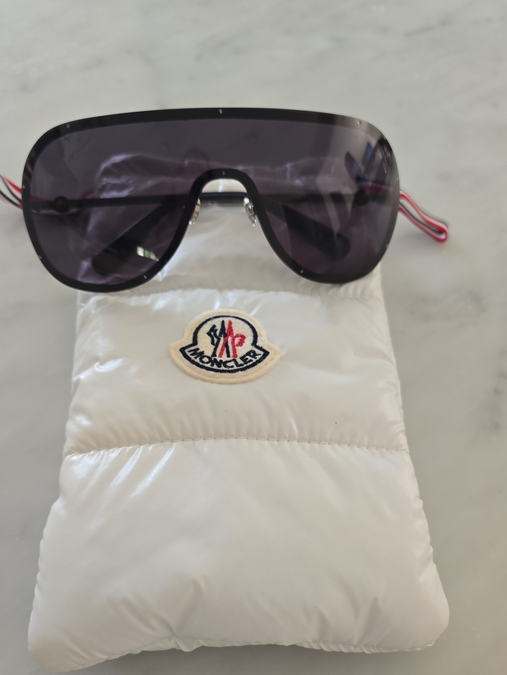 Moncler Black Shield Sunglasses with Dark Gray Lenses